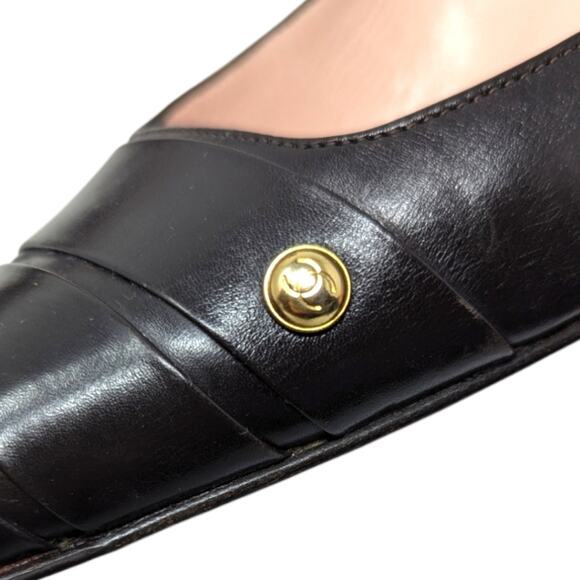 Vintage Chanel kitten heel brown leather CC logo captoe pointed toe Y2K 38.5 - Picture 8 of 12